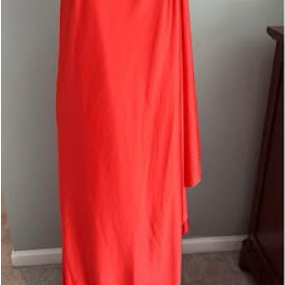 70’s Halston IV One Shoulder Gown blood orange